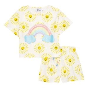 Lola + The Boys Rainbow Cotton T Shirt and Shorts sz 6
